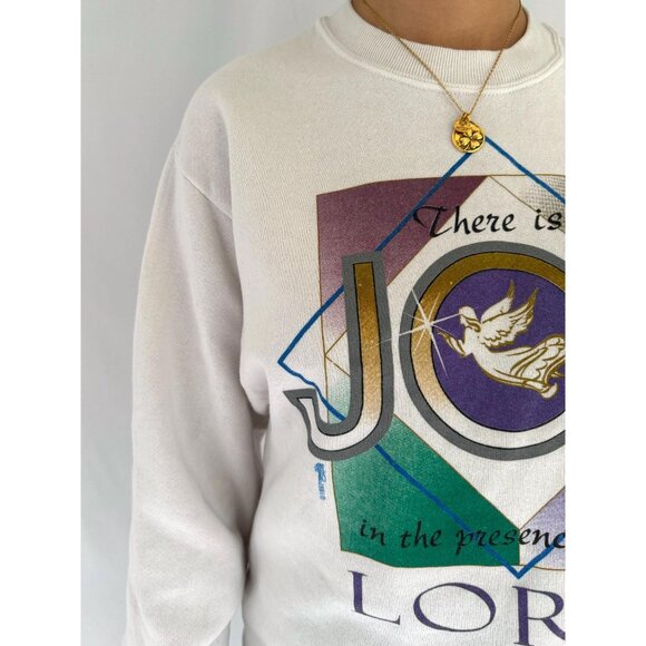 90s vintage joy of the lord christmas holiday religious graphic pullover sweater - Picture 7 of 9